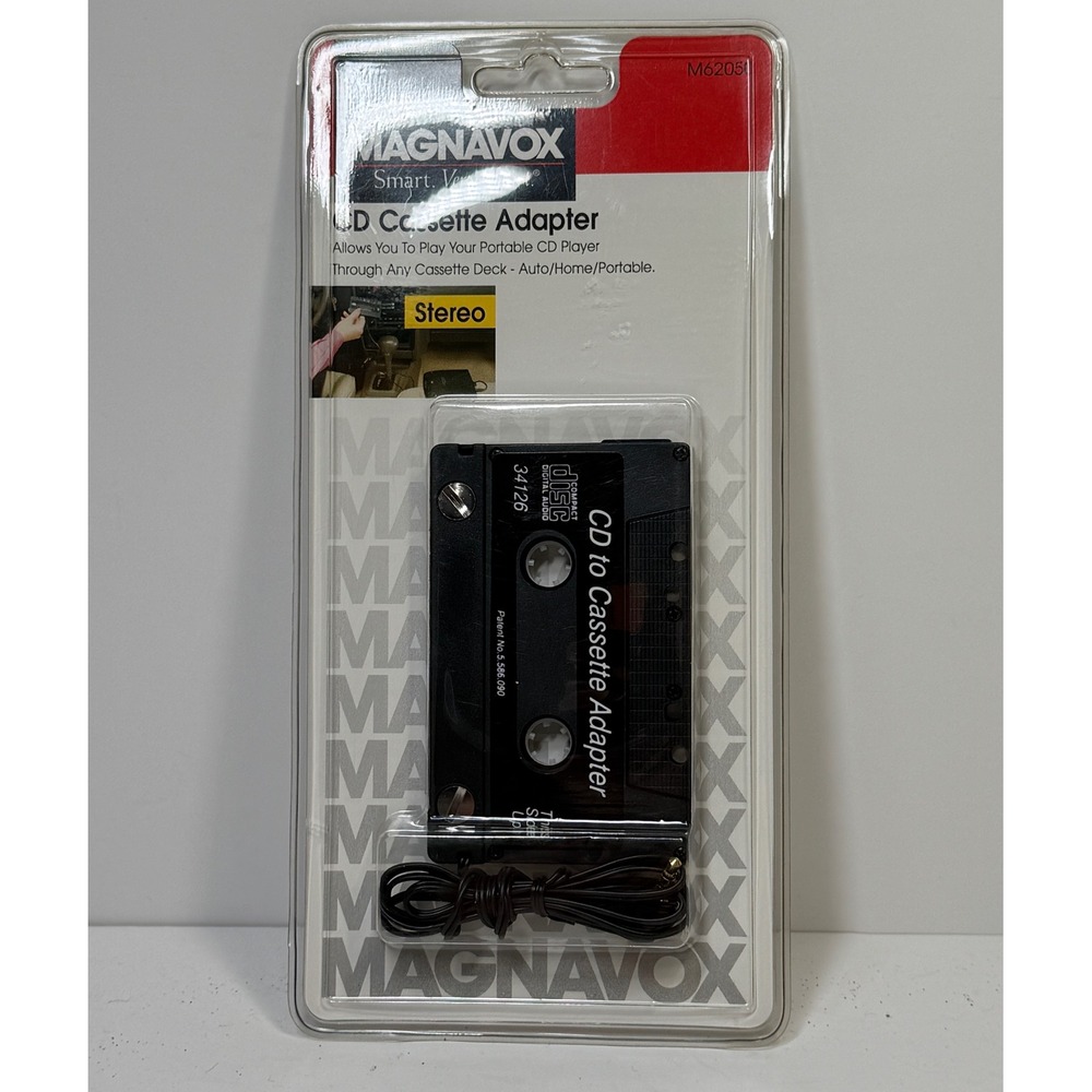 Vintage Magnavox CD Cassette Adapter Y2K Unopened Sealed Black Retro Tech Music
